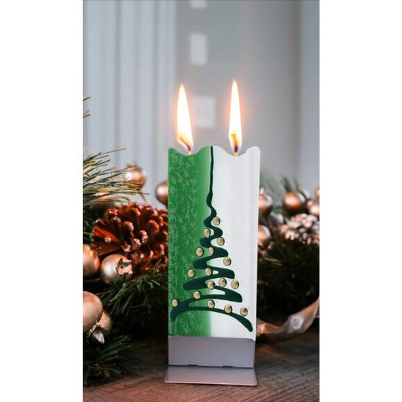 Flatyz Flat Candle Christmas Tree Dripless Smokeless Art Handmade Holiday Green - Picture 3 of 12